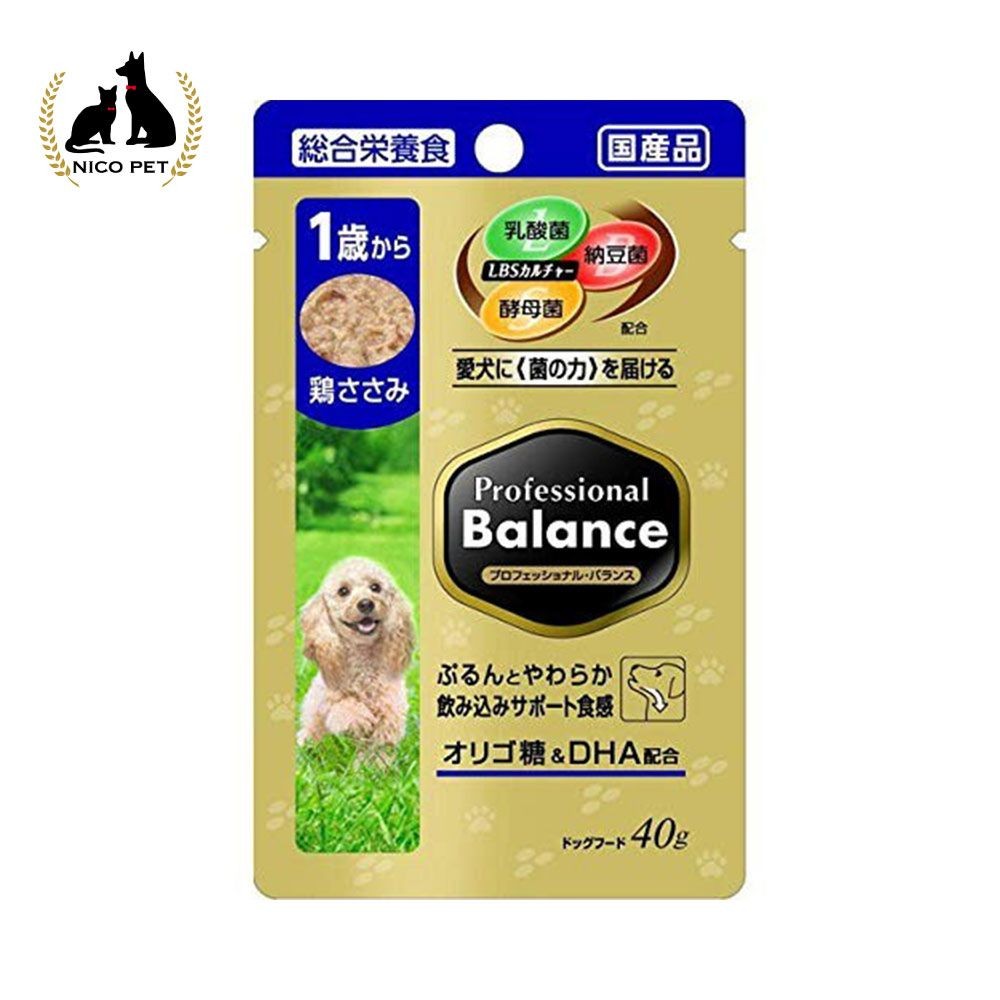 プロフェッショナルバランス パウチ 1歳から 成犬用 鶏ささみ 40g, 成犬用　鶏ささみ, 40g