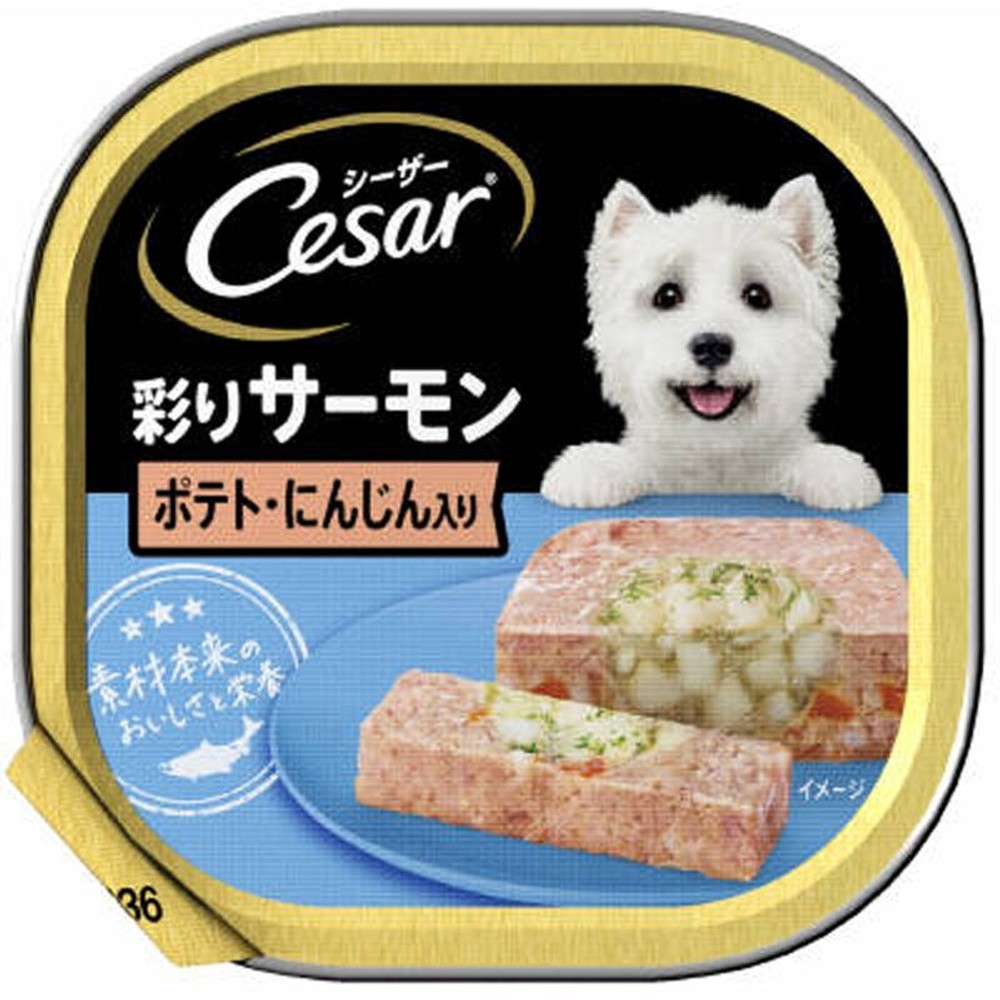 シーザー　あじわいサーモン風味ポテトとにんじん入り　100ｇ, ポテト・にんじん入り, 100g