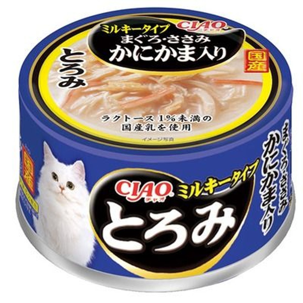 いなば　チャオとろみ　ミルキーかにかま入り　80ｇ, まぐろ・ささみ かにかま入り, 80g