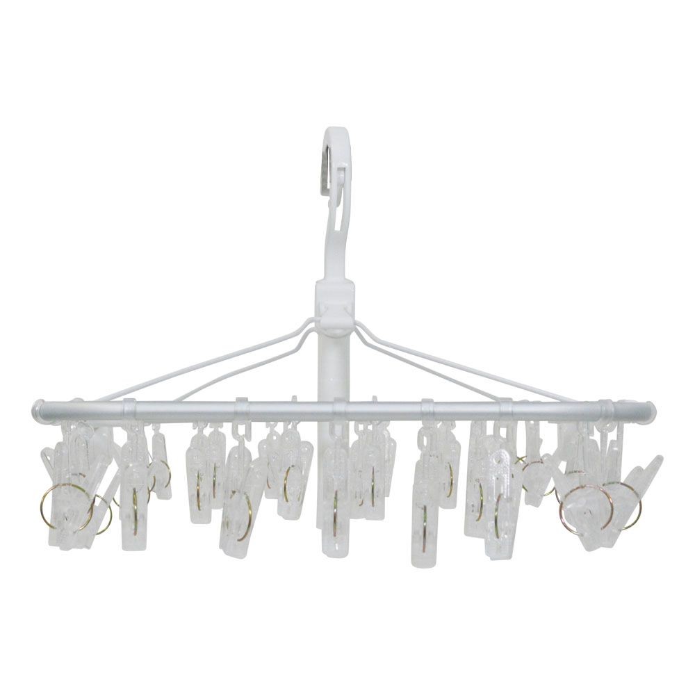 WIZ'A ウィザ ハンドル付アルミ洗濯ハンガー３２ピンチ, ホワイト, 32P