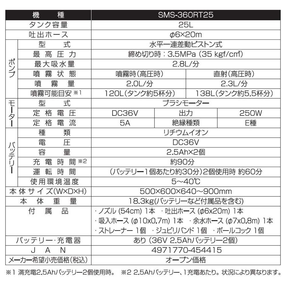 【現行品】工進　充電式タンクキャリー噴霧器ＳＭＳー360ＲＴ25, ホワイト, 幅600&times;奥行500&times;高さ640mm