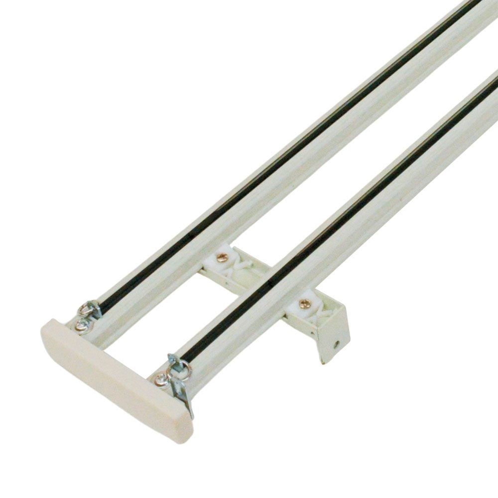 伸縮角型カーテンレール　４．０ｍ用ダブル, 木目ホワイト, 4.0ｍ用ダブル