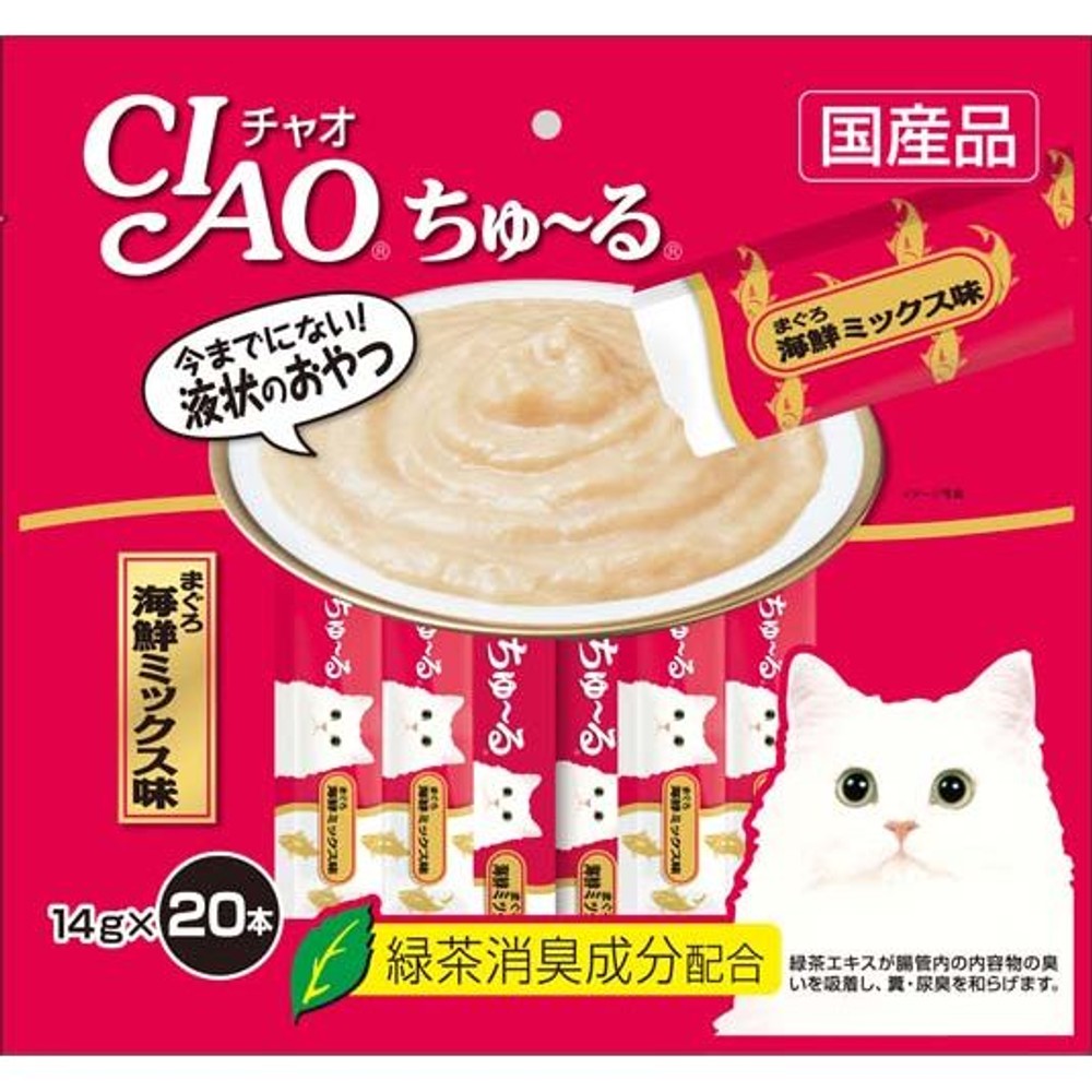 チャオ　ちゅーる　まぐろ海鮮ミックス味　２０本, -, 20本入り