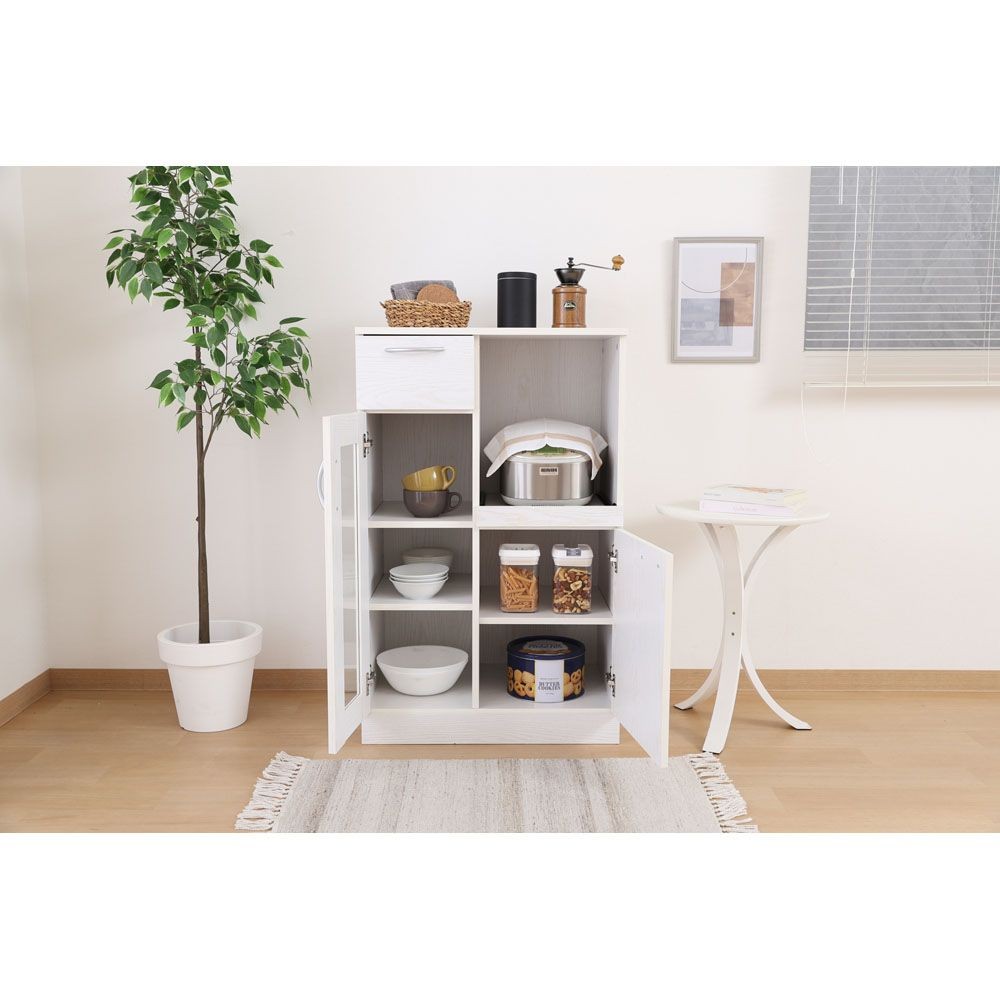 不二貿易 キッチンボード　オークＷＨ【メーカー直送・代引不可】, ホワイト, 幅600mm&times;奥行398mm&times;高さ950mm