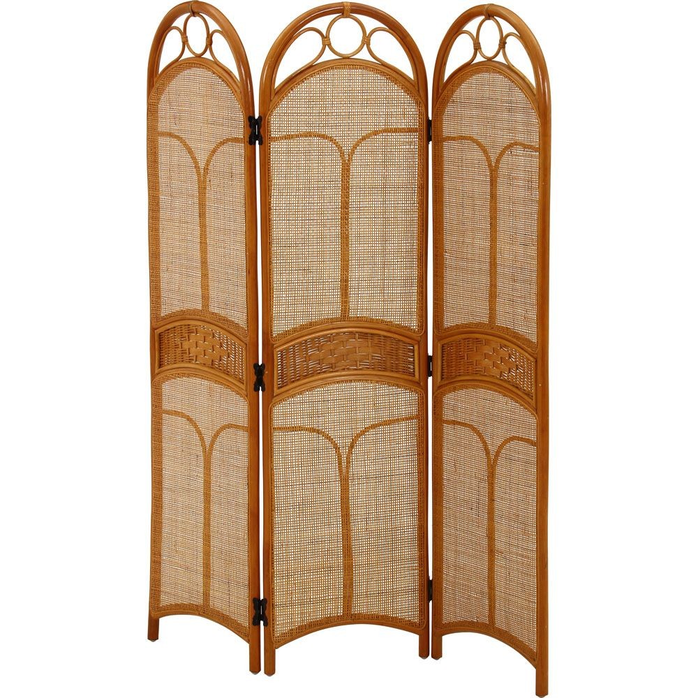 不二貿易 ラタン　スクリーン　３連　ＨＹ【メーカー直送・代引不可】, ナチュラル, 幅1030mm&times;奥行270mm&times;高さ1500mm