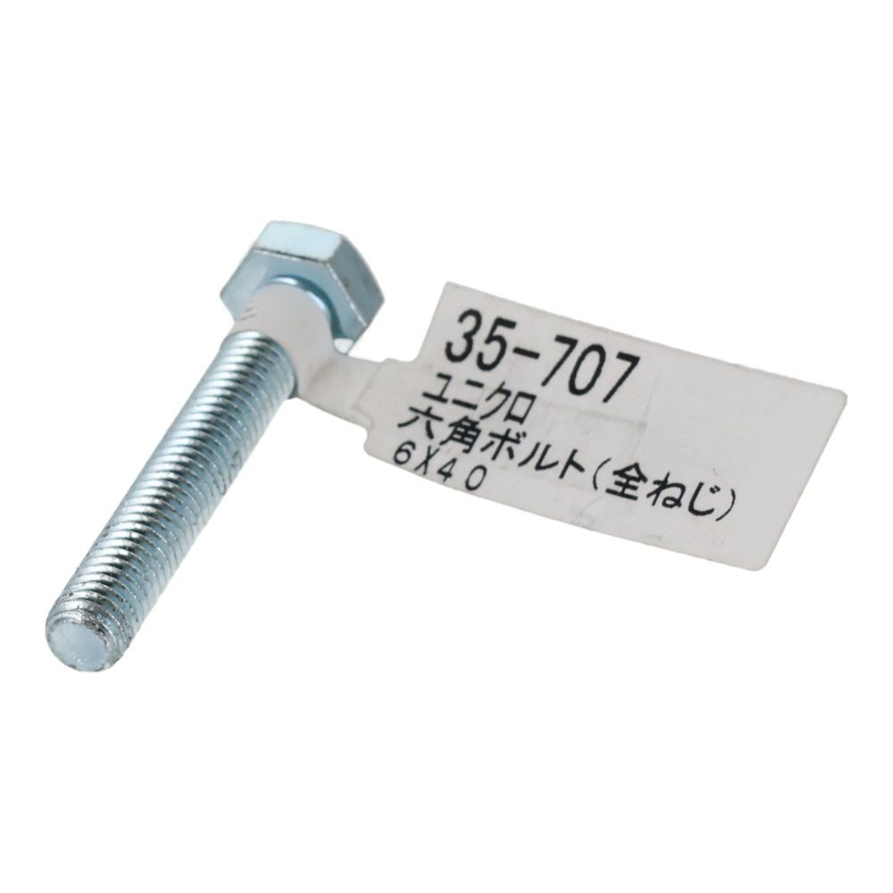 六角ボルト　ユニクロ　全ねじ　Ｍ６&times;４０, 全ねじ, M6&times;40