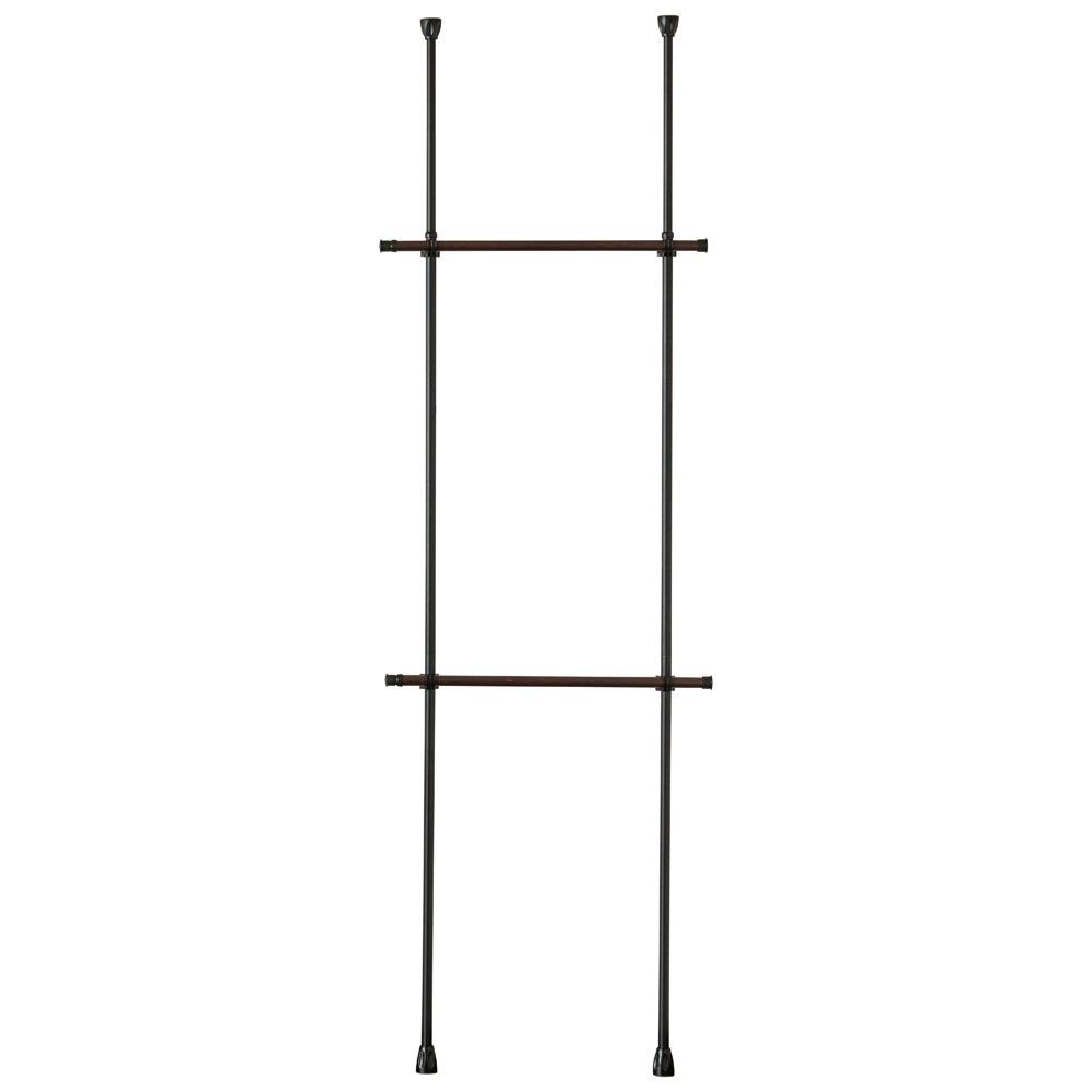 【数量限定】突っ張りハンガー ２段横伸縮 BK TH75-2WH, ブラック, 幅75〜120cm&times;高さ200〜280cm