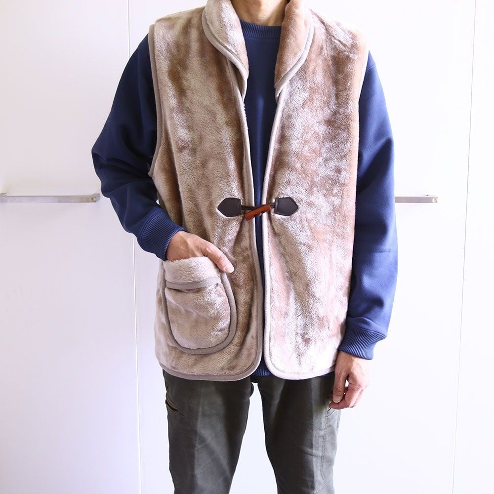 アクリルレーヨン混　ポンチョ　身幅６０&times;身丈７５ｃｍ　ベージュ, ベージュ, 身丈75cm