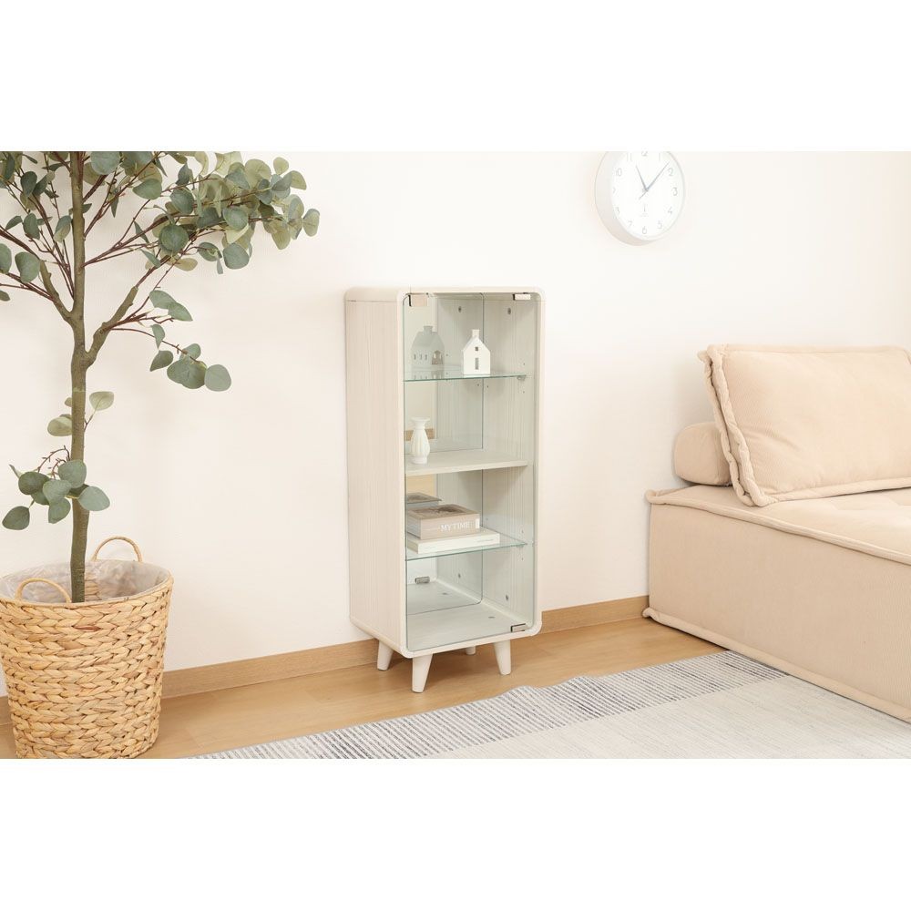 不二貿易 コレクションシェルフ　クレール　ハイ　ホワイトウォッシュ【メーカー直送・代引不可】, ホワイト, 幅360mm&times;奥行265mm&times;高さ890mm