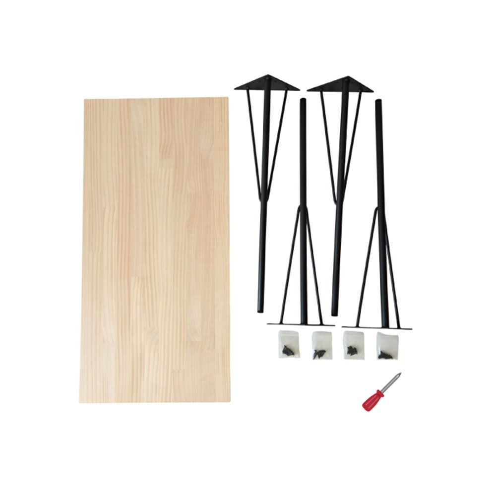 パイン修正材スチール脚付　テーブル組立キット　板サイズ900×440×18mm　脚サイズ690mm, パイン(900×440), 690mm脚