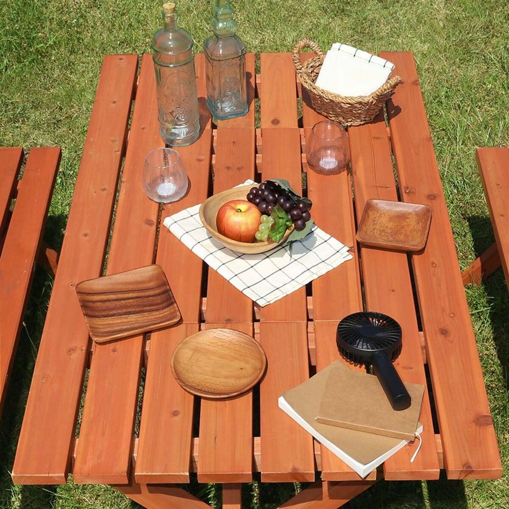 杉材 BBQテーブル＆ベンチセット （コンロスペース付）【メーカー