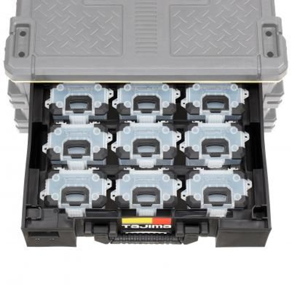 TAJIMA（タジマ） セフパーツケースSサイズ9個セットトレイ付　TB-PCS9, ブラック, Sサイズ9個