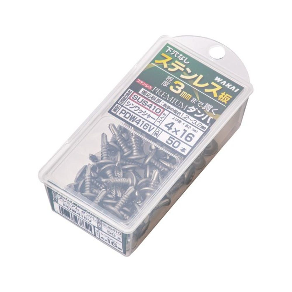 セルフドリルネジ プレミアムダンバ  シンワッシャー  4&times;16 PDW416V, シルバー, よび径4mm&times;長さ16mm