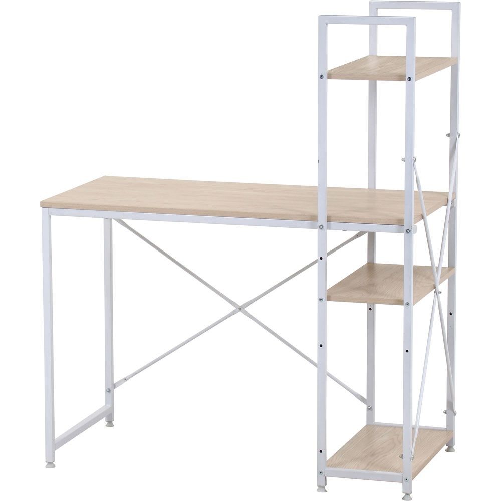 不二貿易 ラック付きデスク　アチーブＯＡＫ【メーカー直送・代引不可】, ナチュラル, 幅1010mm&times;奥行530mm&times;高さ1220mm