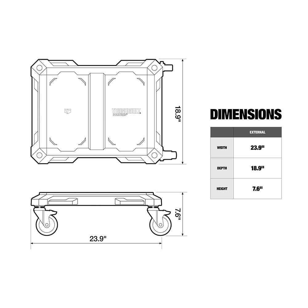 TOUGHBUILT（タフビルト）STACK TECH(スタックテック) 　ドーリーカート, ブラック, TB-B1-T-10