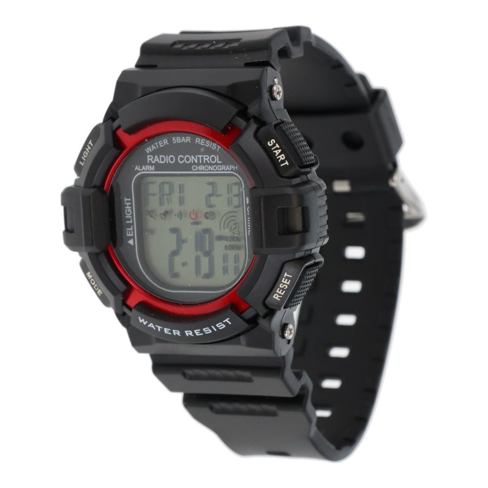 クレファー　デジタルウォッチ　電波　メンズ　ＴＥＬＶＡ, レッド, メンズ