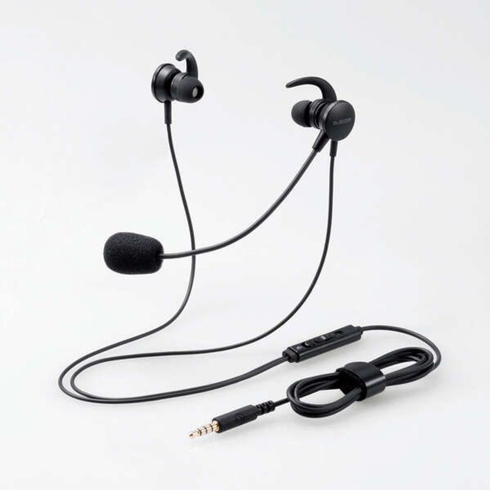 両耳耳栓タイプヘッドセット　HS-EP15TBK, ブラック, 1.8m