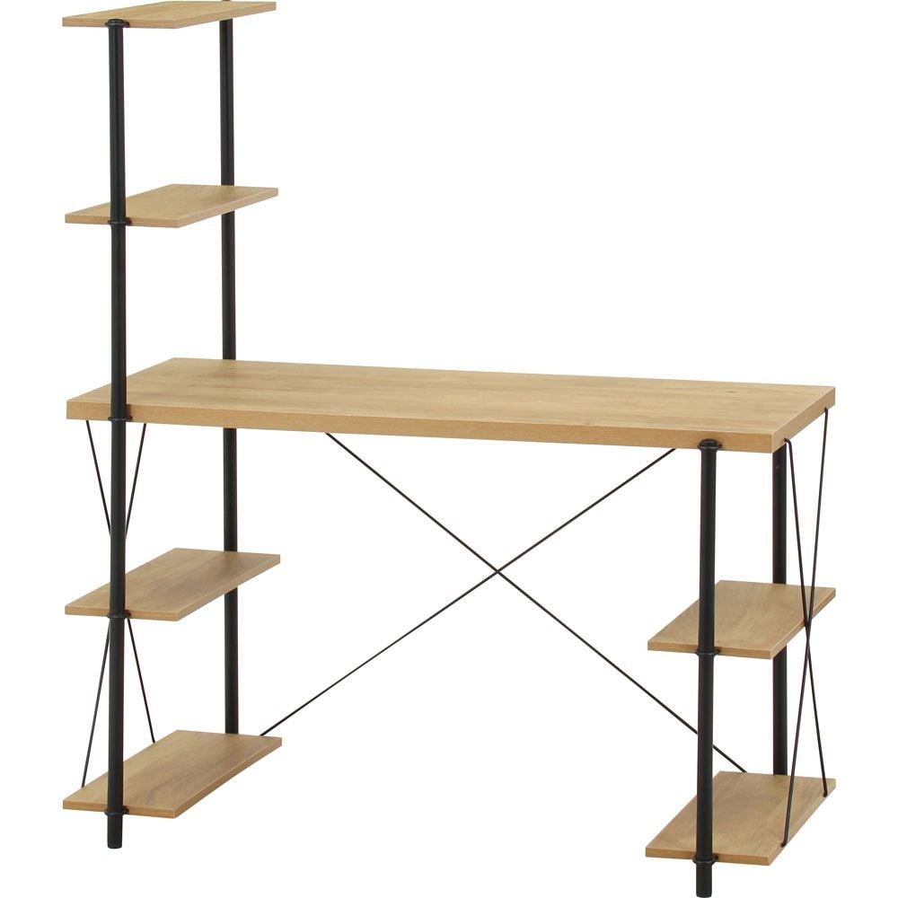 不二貿易 ＥＺＢＯワイヤーロック片袖デスク　ＯＡＫ　ＮＡ【メーカー直送・代引不可】, ナチュラル, 幅1220mm&times;奥行565mm&times;高さ1370mm