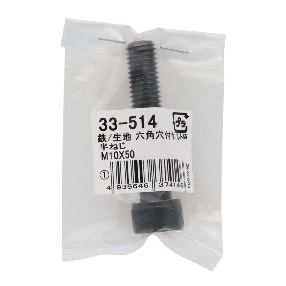 生地　六角穴付ボルト　Ｍ１０&times;５０　１本入, 六角穴付ボルト, M10&times;50ｍm