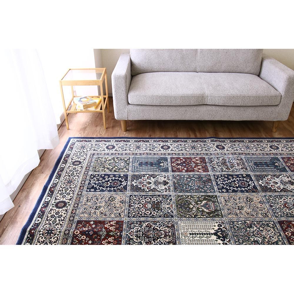 洗える・抗菌防臭・床暖房対応 240&times;330cm 国産モケットラグ MED ネイビー, ネイビー, 240&times;330cm