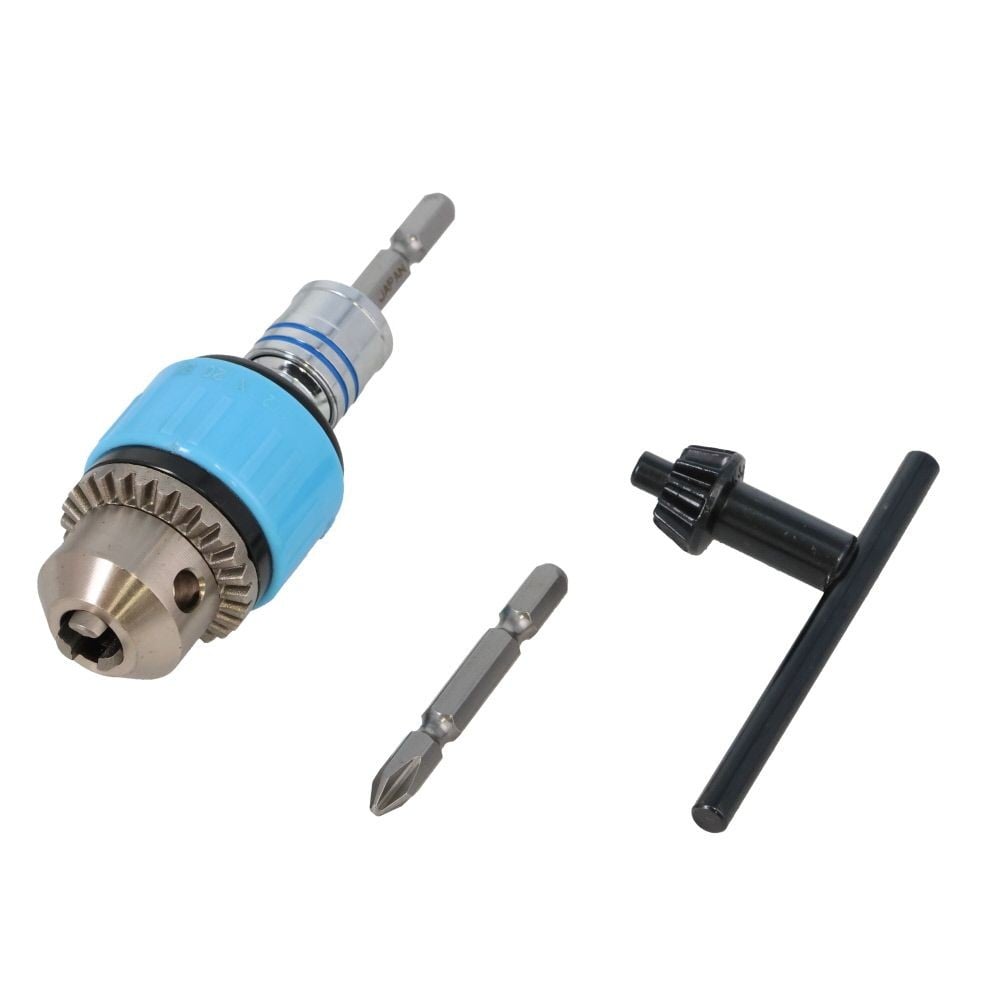 WIZ'A ウィザ　軸交換式ドリルチャック　10mm, シルバー/ブルー, 10mm