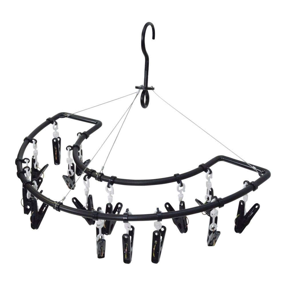 WIZ'A ウィザ 壁掛けアルミ洗濯ハンガー１６ピンチ, ブラック, 16P