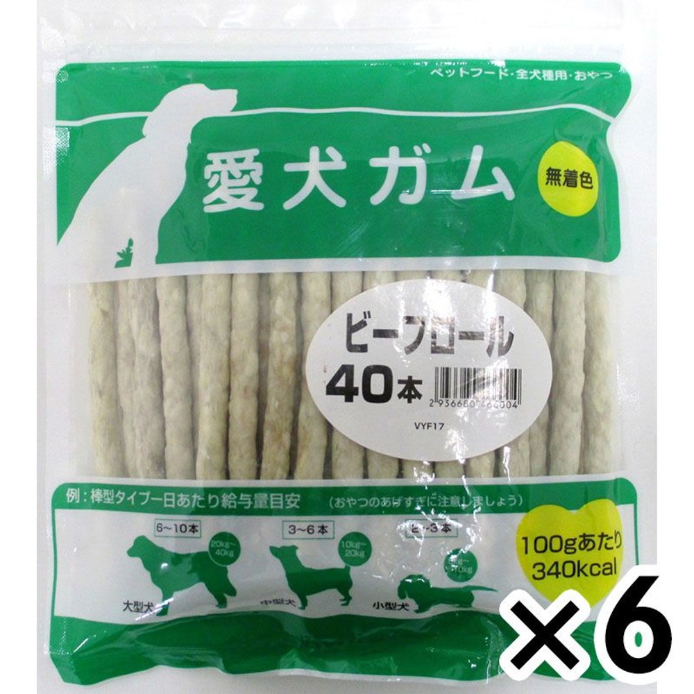 愛犬ガム　　ビーフロール40本 ×6個セット, その他カラー１, その他サイズ１