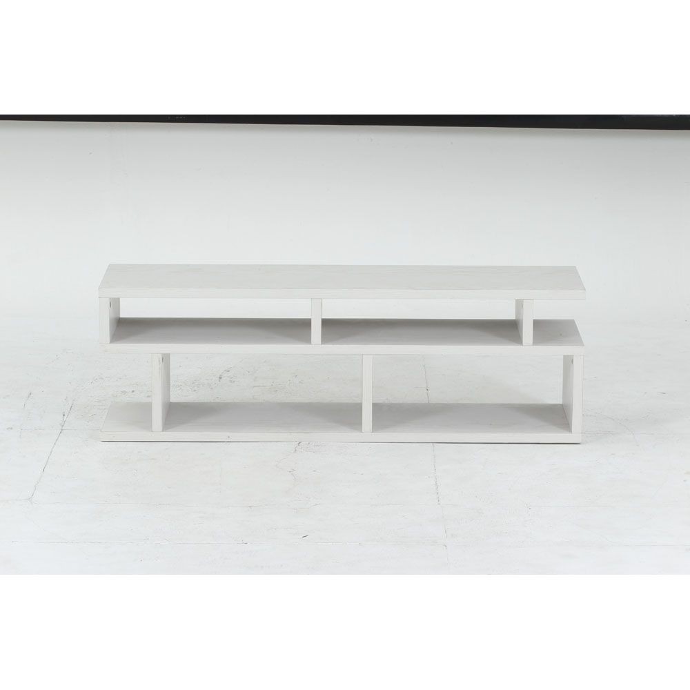 不二貿易 Ｓ字型ＴＶ台　１２０幅　オークＷＨ【メーカー直送・代引不可】, ホワイト, 幅1177mm&times;奥行295mm&times;高さ384mm