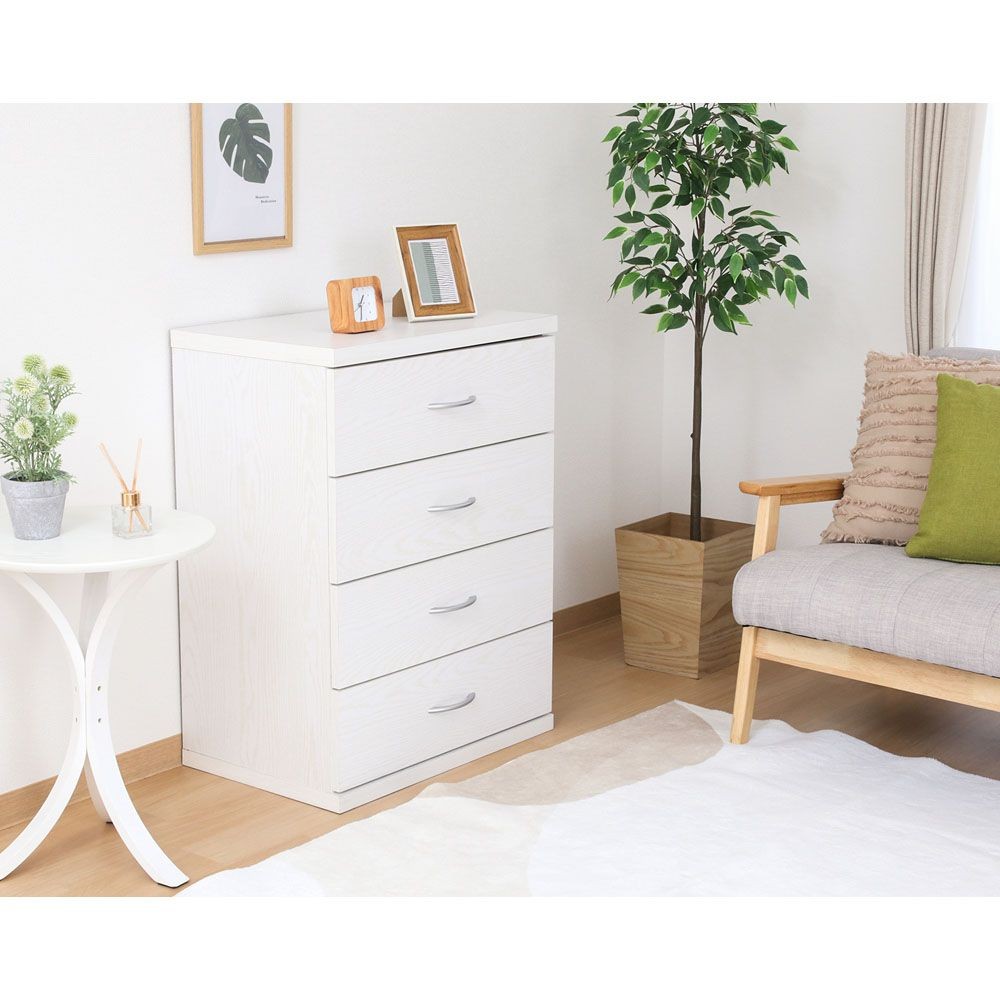 不二貿易 ラルゴ　チェスト　オークＷＨ【メーカー直送・代引不可】, ホワイト, 幅600mm&times;奥行415mm&times;高さ800mm