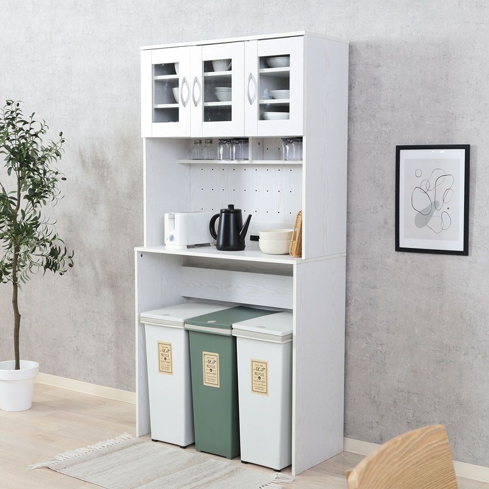 不二貿易 ゴミ箱上キャビネット　９０幅　オークＷＨ【メーカー直送・代引不可】, オーク, 幅885mm&times;奥行398mm&times;高さ1800mm