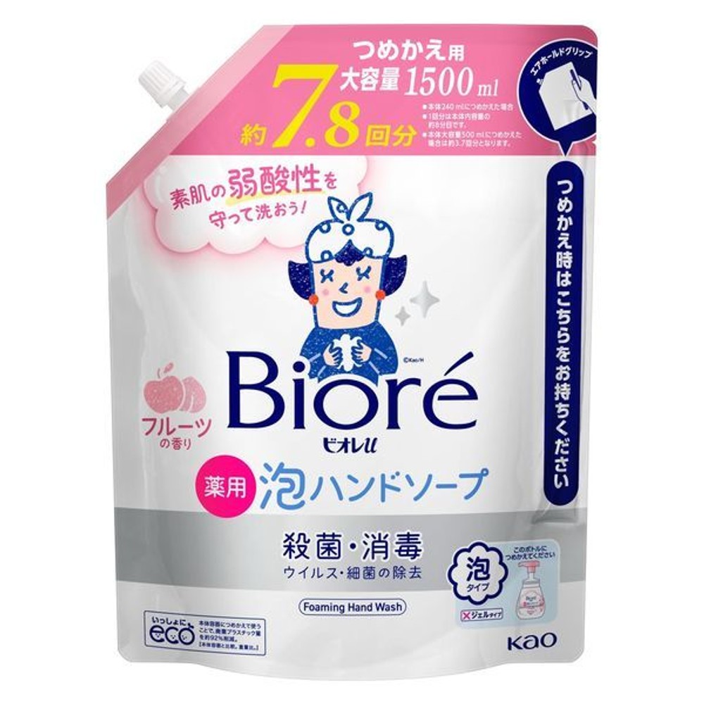 ビオレｕ　泡ハンドソープ　フルーツの香り　つめかえ用　１５００ｍｌ, フルーツの香り, 1500ml