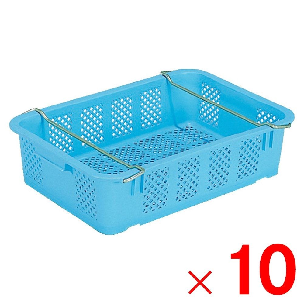 サンコー サンテナー A#40 PE ハンドル付 ライトブルー 104021-01 &times;10個セット【メーカー直送・代引不可】【法人限定】, ライトブルー, 10P