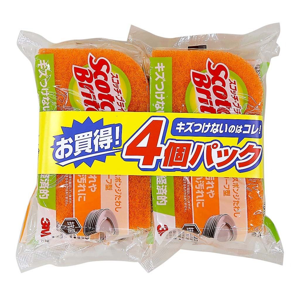 抗菌スポンジリーフ型４Ｐ　ＳＳ７２ーＫＥ　３Ｍ, オレンジ, 4個パック