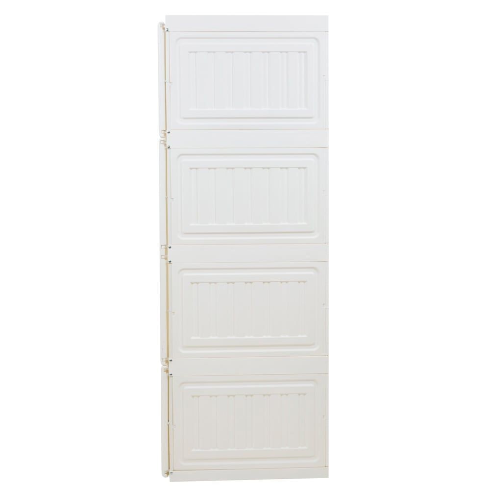 組立簡単　折りたたみワードローブ, ホワイト, 2列5段