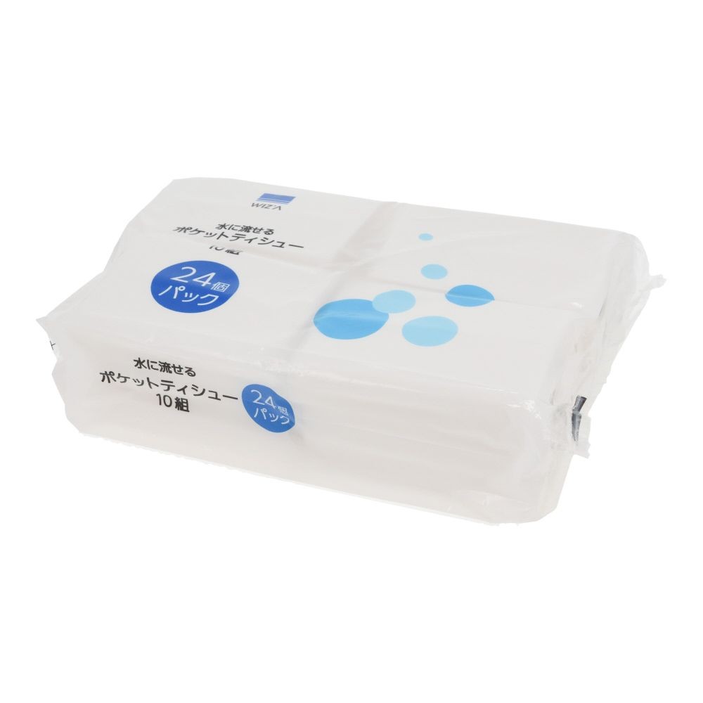 ウィザ WIZ'A 水に流せるポケットティッシュ２４個入り, 水に流せるタイプ, 24個入
