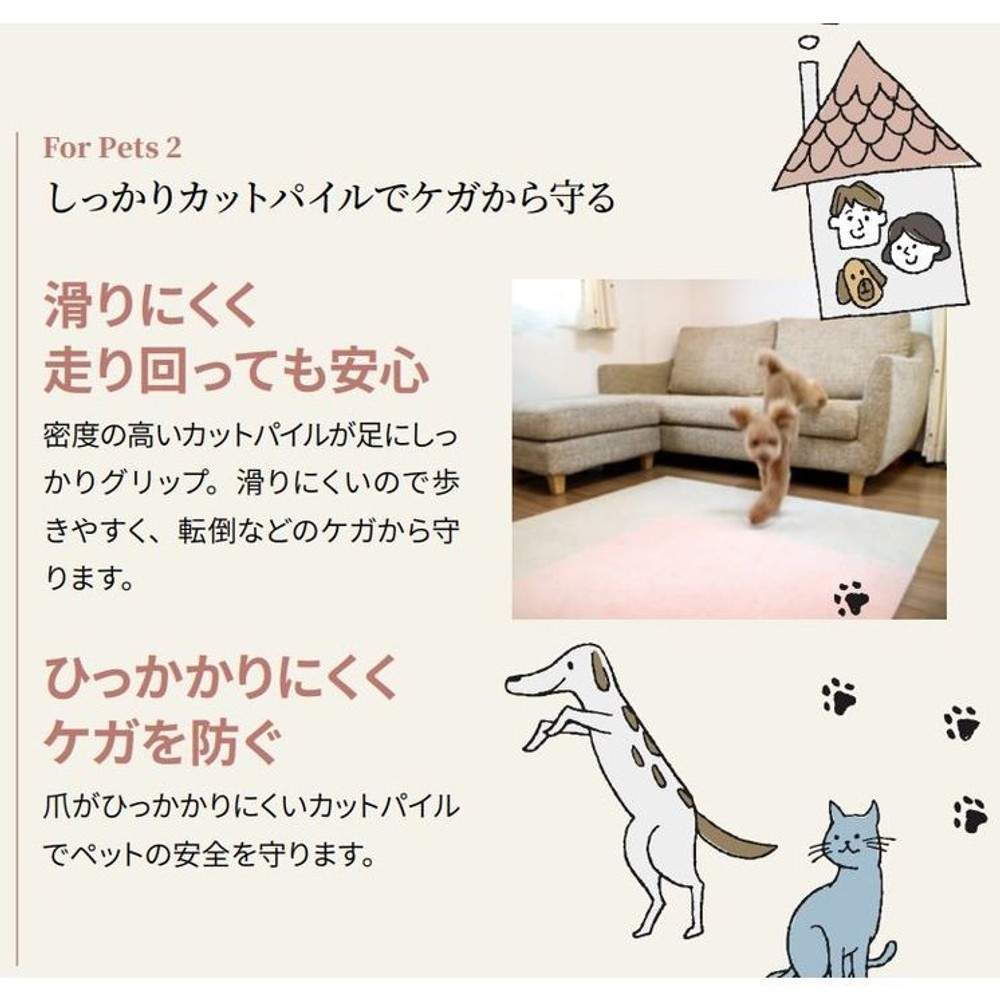 ウィズペットフロアー　約40Ｘ40ＣＭ　ピーチ &times;10枚セット, ピーチ, 約40&times;40cm