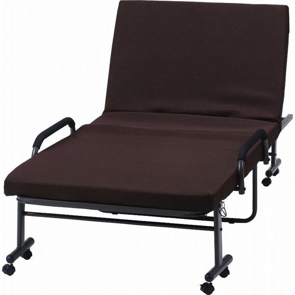 不二貿易  低反発折りたたみベッドフリーロック42段　高床 【メーカー直送・代引不可】, ブラウン, シングル