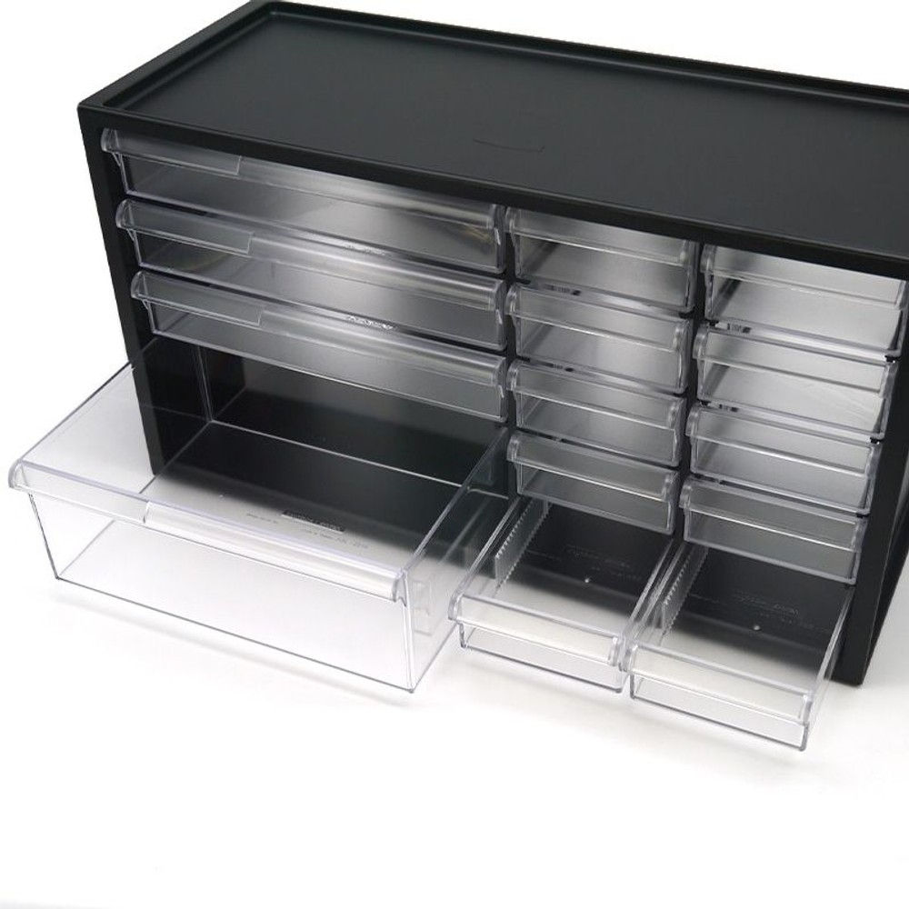 パーツキャビネット　引き出し14個, ブラック, 引き出し14個