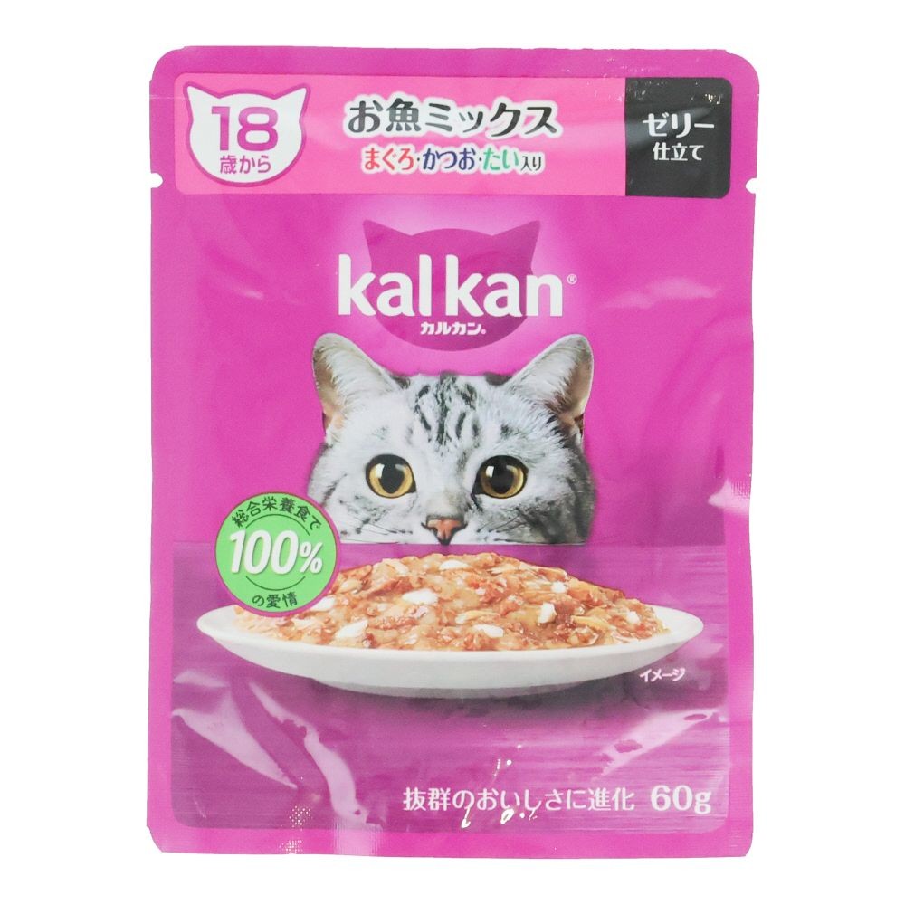 カルカンパウチ　１８歳から　お魚Ｍ　まぐろ・かつお・たい, １８歳から　お魚ミックス, 60g