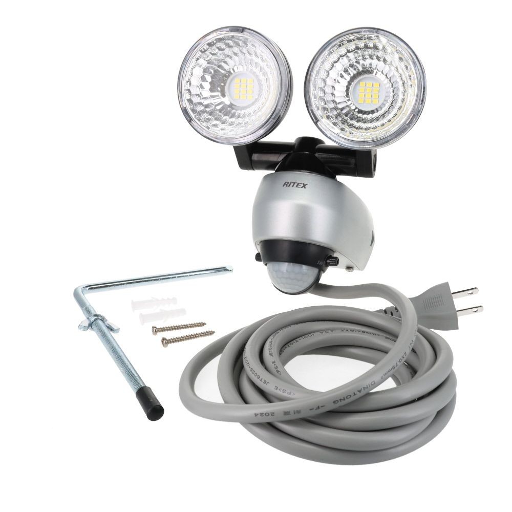 ７．５Ｗ&times;２灯　LEDセンサーライト　コンセント式　ＬＡＬー３１５, ホワイト, LAL-315