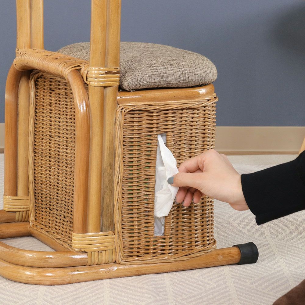 不二貿易 ラタン　つかまり収納ステッキ　ＨＹ【メーカー直送・代引不可】, ライトブラウン, 幅310mm&times;奥行390mm&times;高さ550mm