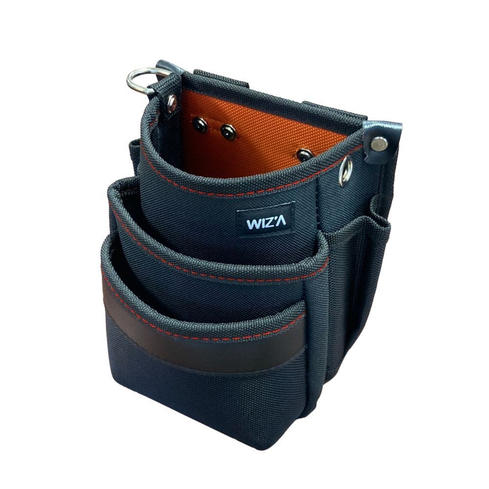 WIZ'A ウィザ　小型腰袋３段　ＷＺＫー０２Ｂ, ブラック, 3段