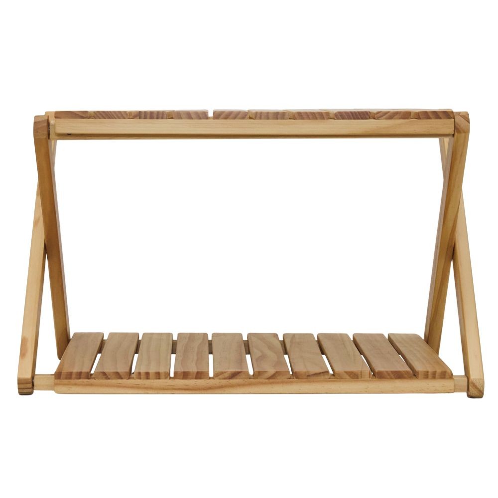 WIZ'A ウィザ　木製フォールディングラック　幅４６ｃｍ　２段, 天然木, 2段
