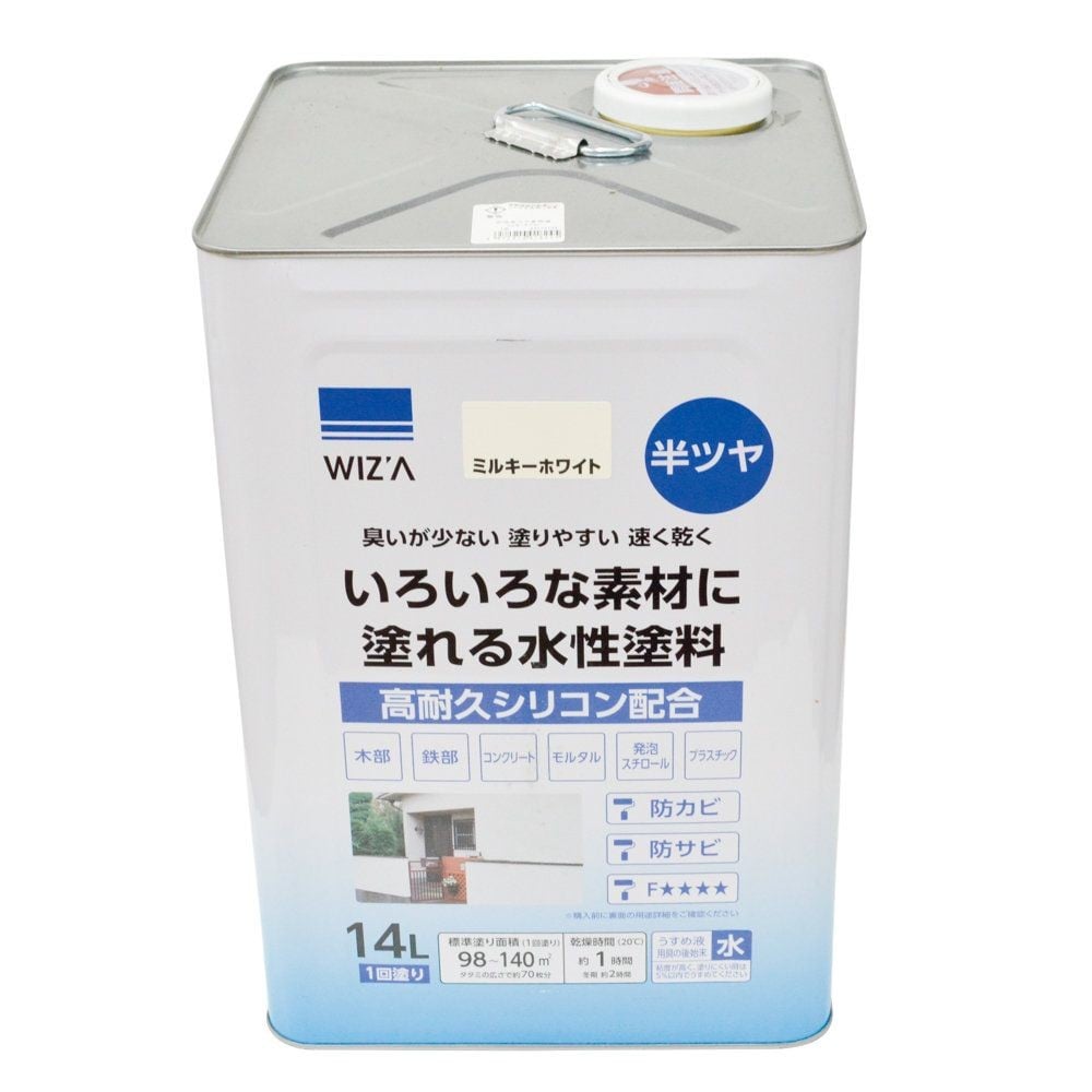 ウィザ WIZ'A　水性半つや多用途塗料　１４Ｌ, 白, 14L