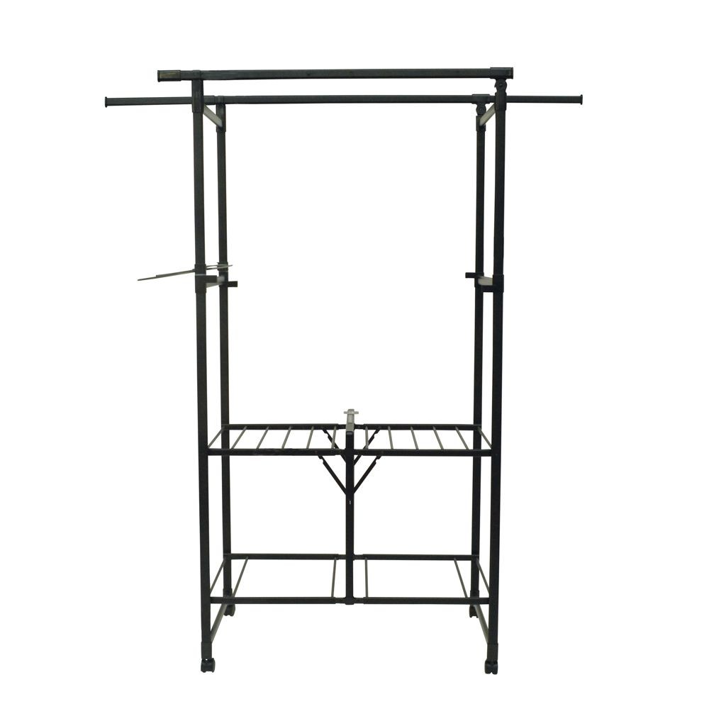 WIZ'A ウィザ デザイン　アルミ軽量室内多機能スクエア物干し, ブラック, 高さ178cm