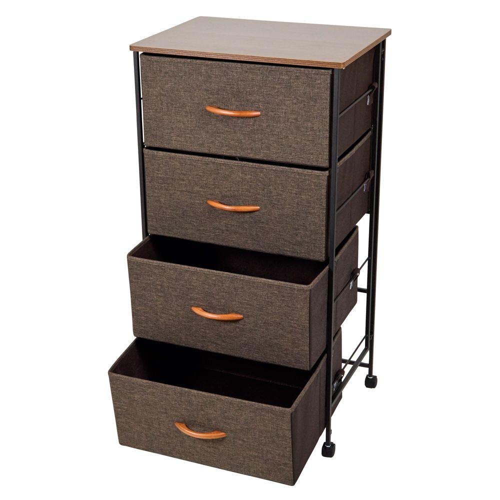 組立簡単ファブリックチェスト４８幅４段, ブラウン, 4段