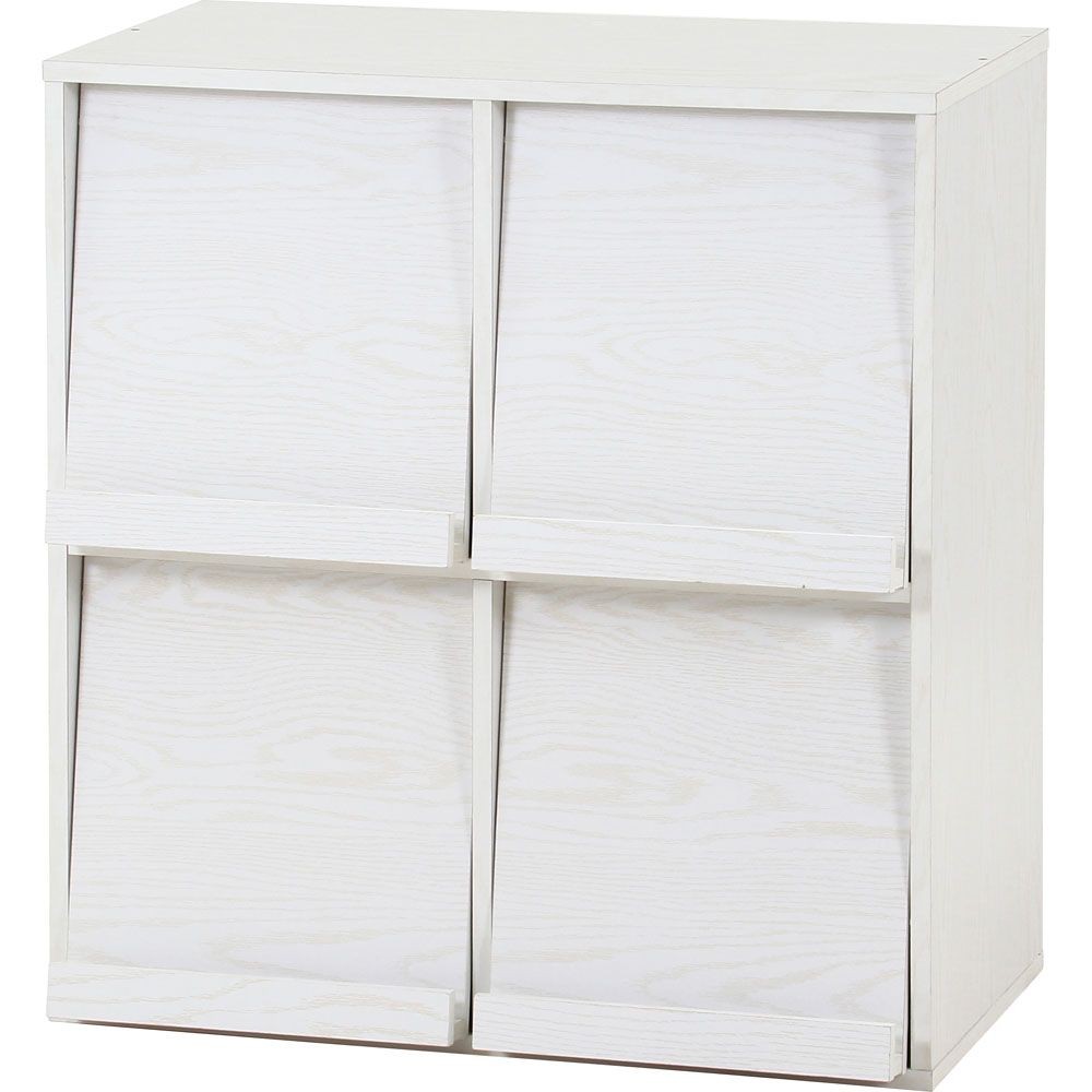 不二貿易 ディスプレイラック　４マス　オークＷＨ　ＤＰ８０８５【メーカー直送・代引不可】, ホワイト, 幅800mm&times;奥行400mm&times;高さ850mm