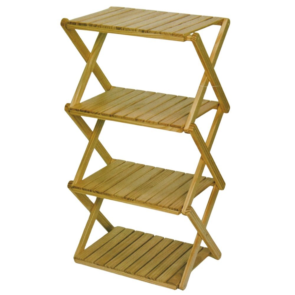 WIZ'A ウィザ　木製フォールディングラック　幅４６ｃｍ　４段, 天然木, 4段