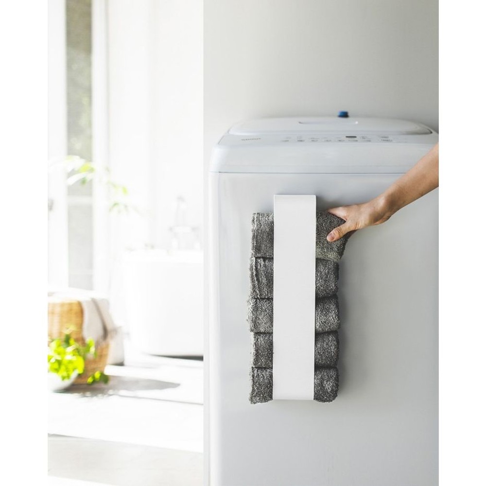 マグネットタオルホルダー　プレート　ホワイト, ホワイト, 幅8×奥行7.5×高さ40cm