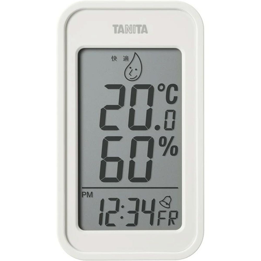 タニタ デジタル温湿度計 TT-589-IV アイボリー, アイボリー, 幅75mm&times;奥行30mm&times;高さ132mm
